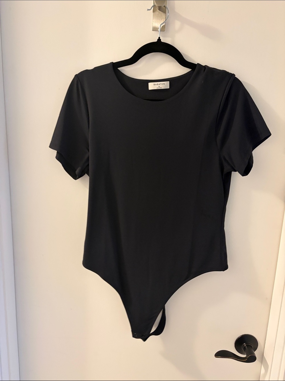 Babaton Black Crewneck Short-Sleeve Bodysuit